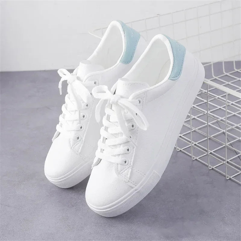 Women's Fashion Breathable Platform Sneakers – PU Leather, Lace-Up, Casual Shoes