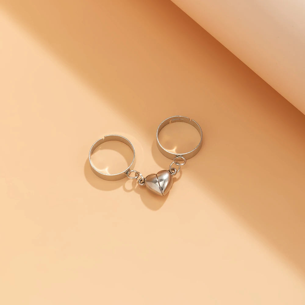 New Silver Sun & Moon Adjustable Couple Rings – Unisex Wedding Jewelry