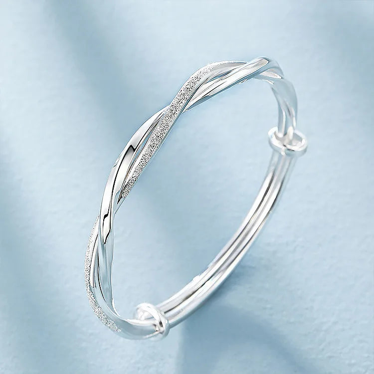 925 Sterling Silver Twist Heart Cuff Bracelet – Elegant Party Jewelry