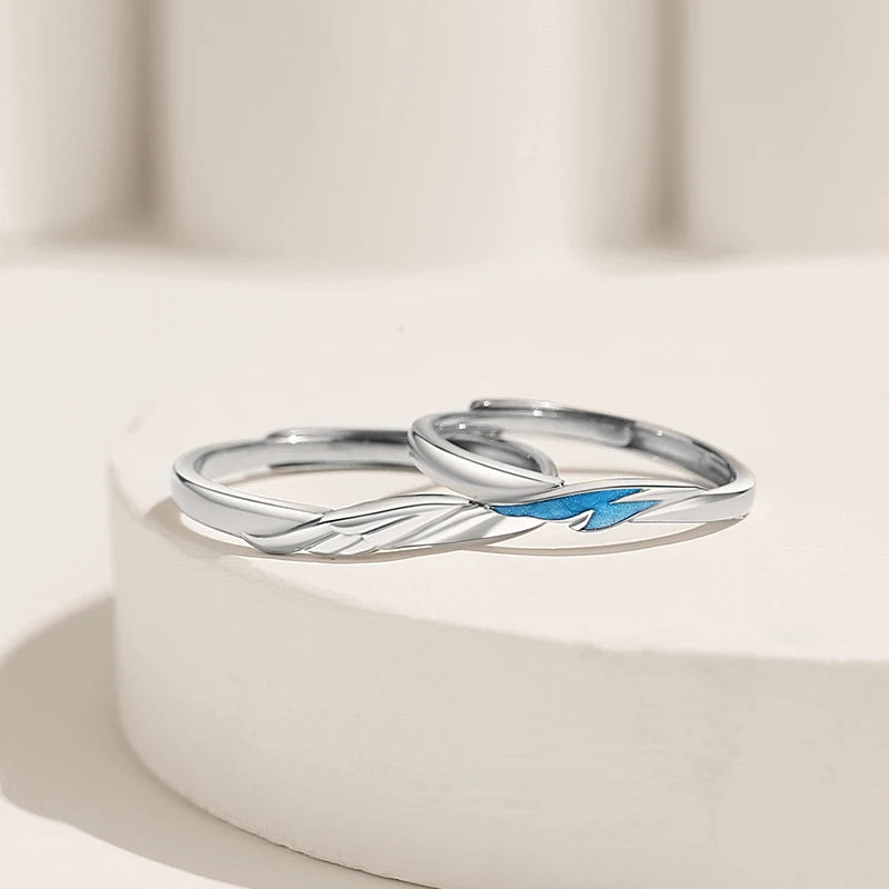 New Silver Sun & Moon Adjustable Couple Rings – Unisex Wedding Jewelry