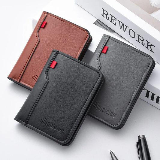 1Pc Ultra-Thin PU Leather Credit Card Holder — Mini Soft Vertical Men’s Wallet