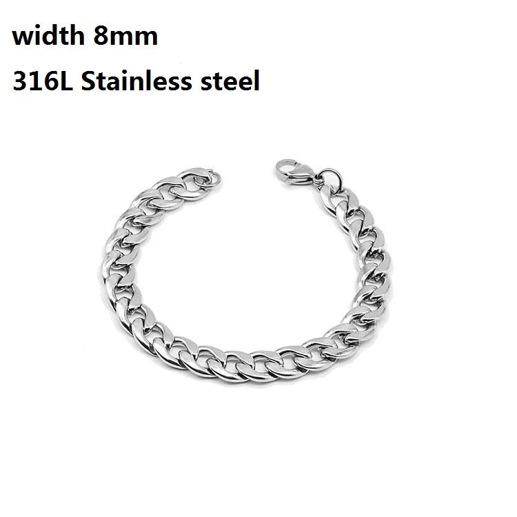 316L Stainless Steel Cuban Chain Bracelet – Unisex Vintage Figaro Punk K-pop Viking Jewelry Gift