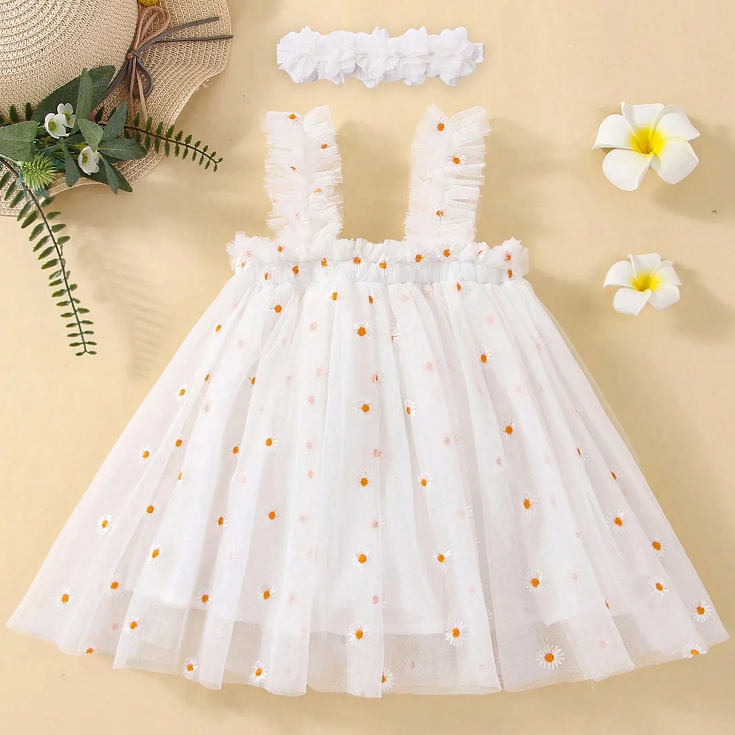 Toddler Girls Floral Tutu Dress with Headband