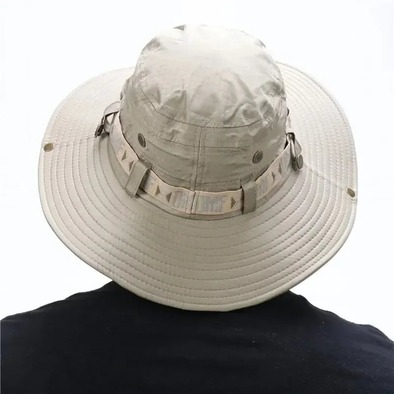 Summer Men’s Bucket Hat — Outdoor UV Protection Wide Brim Safari, Hiking & Beach Fisherman Cap with Mesh Design