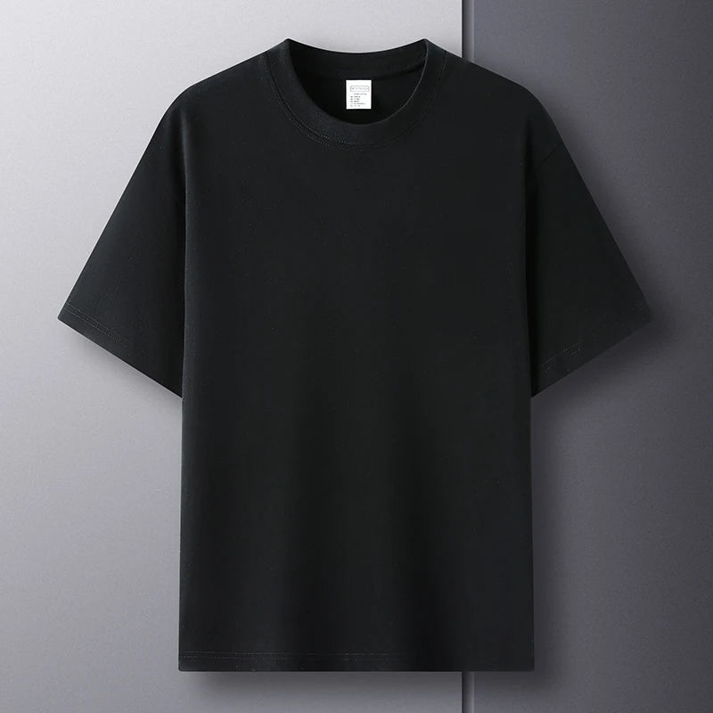 Men’s Summer Cotton T-Shirt – Casual, Loose Fit, Double Line Design