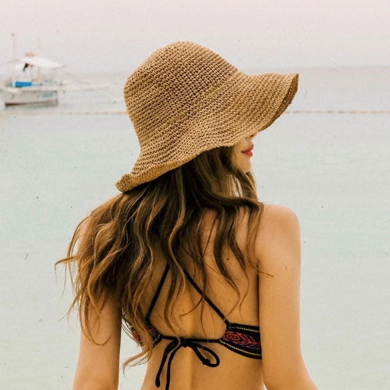 Women’s Wide Brim Sun Hat – Floppy Straw Bucket Hat for Summer