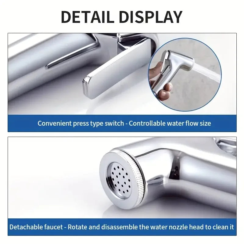 Handheld Toilet Spray Gun — 1-Piece Bathroom Flusher Set