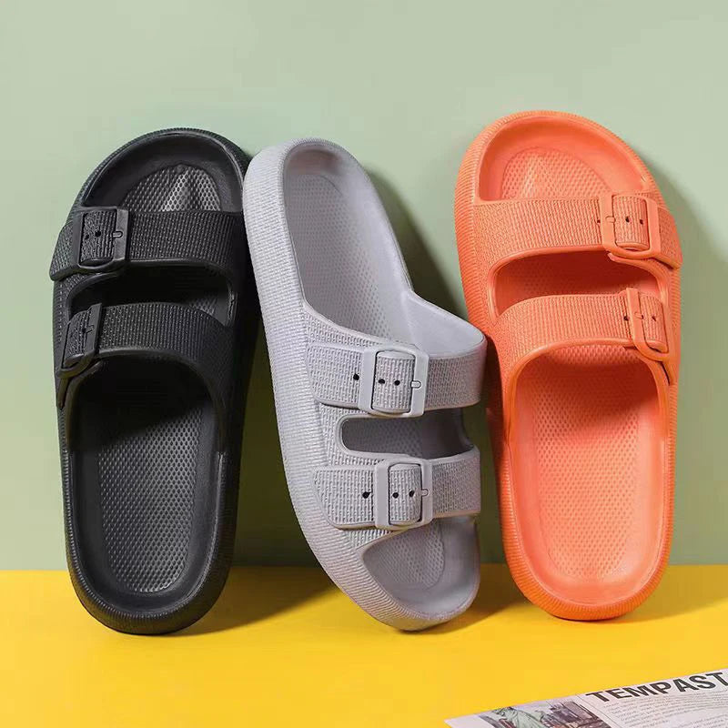 Men’s Summer Platform Sandals – Soft Sole, Adjustable Buckle, Non-Slip Flip Flops for Home & Beach Comfort