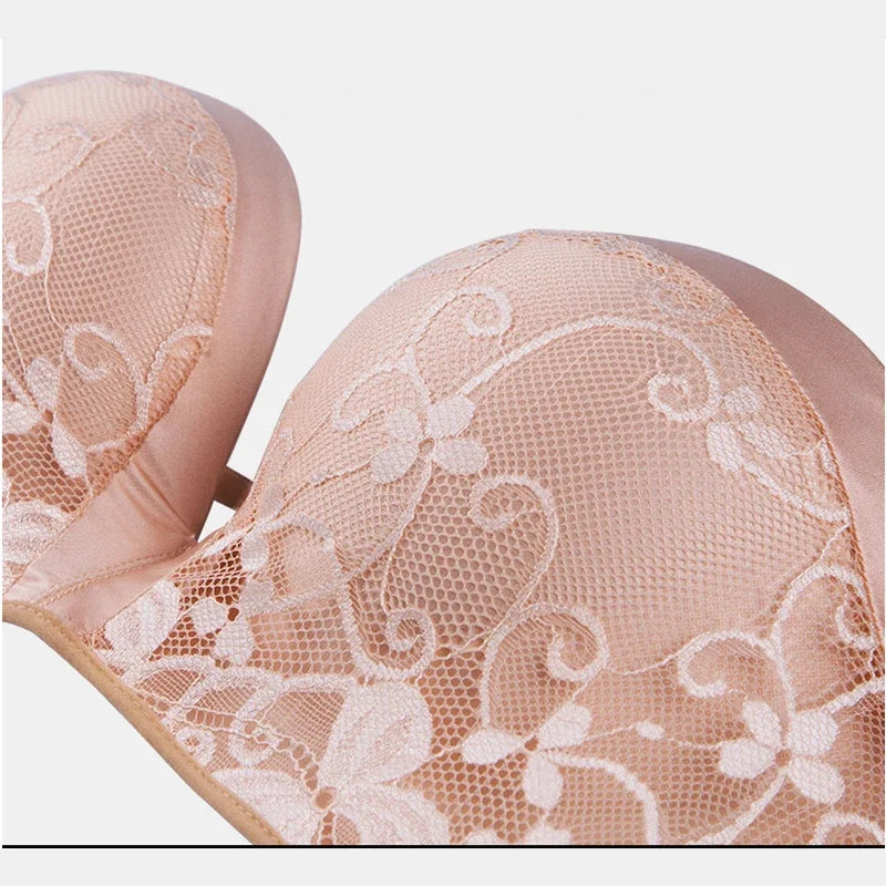 2024 New Women’s Lingerie Set – Strapless Push-Up Bra & Seamless Invisible Lace Panty for Wedding Dresses