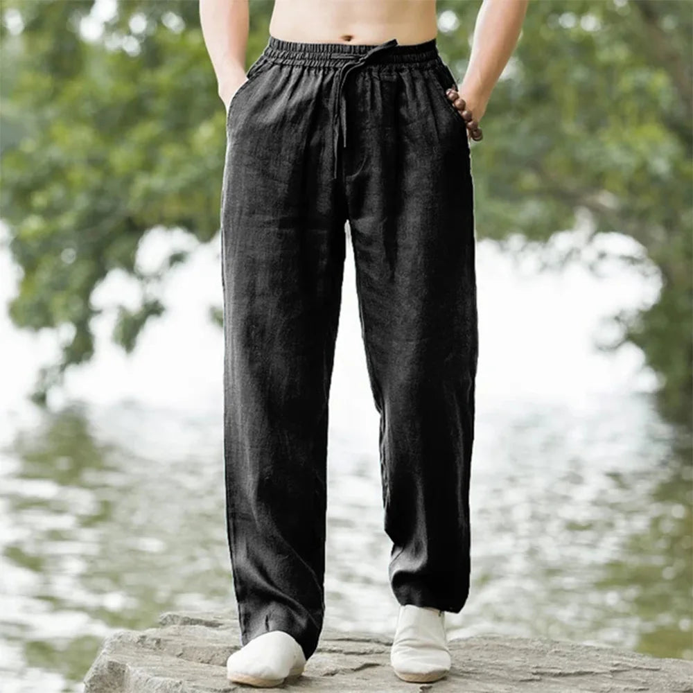 Men’s Cotton-Linen Beach Joggers – Casual Summer Pants