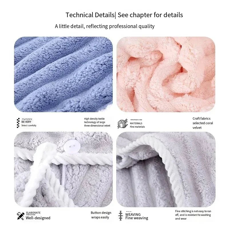 Dry Hair Cap for Women – Thick, Super Absorbent Quick-Dry Towel Headscarf