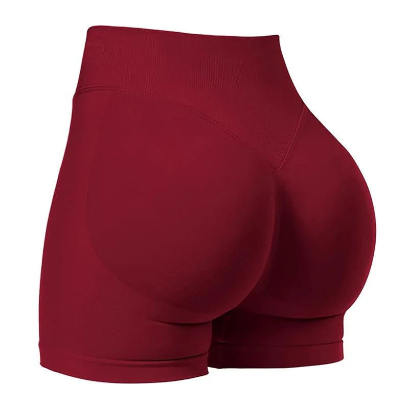 Women’s Seamless Scrunch Bum Yoga Shorts – Ribbed, Stretch, Workout & Gym Fit