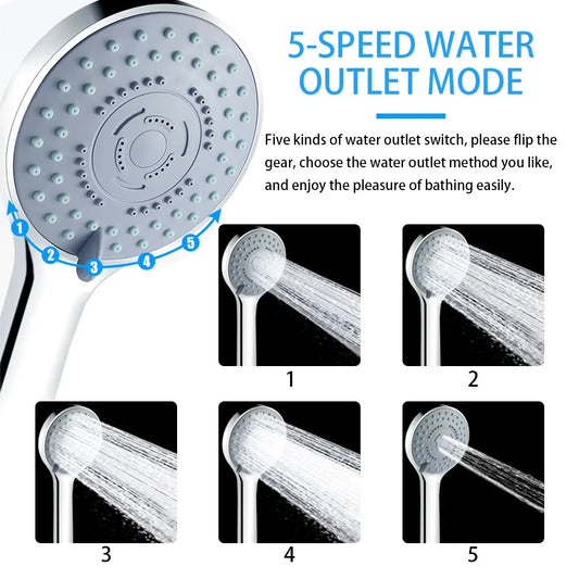 Bathroom Handheld Shower Head – 5-Mode Water-Saving SPA Sprayer