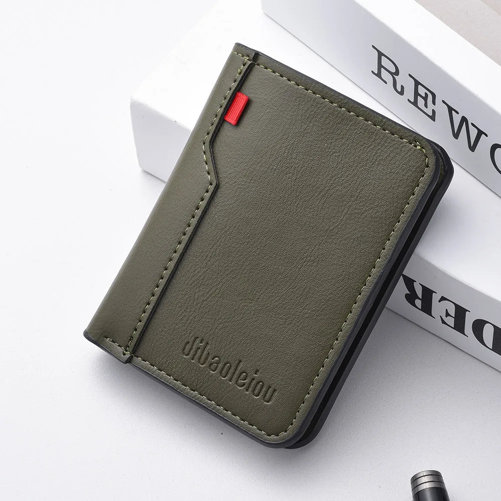 1Pc Ultra-Thin PU Leather Credit Card Holder — Mini Soft Vertical Men’s Wallet