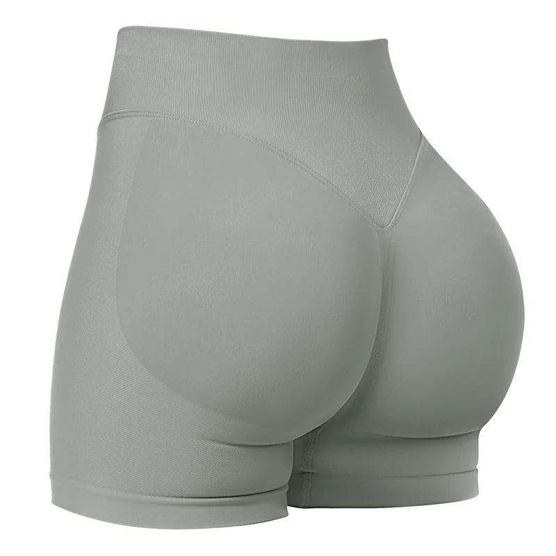 Women’s Seamless Scrunch Bum Yoga Shorts – Ribbed, Stretch, Workout & Gym Fit