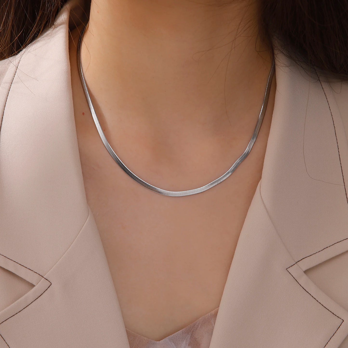 Skyrim Stainless Steel Snake Chain Necklace Gold Herringbone Choker for Women Men Trendy 2025 Jewelry Gift