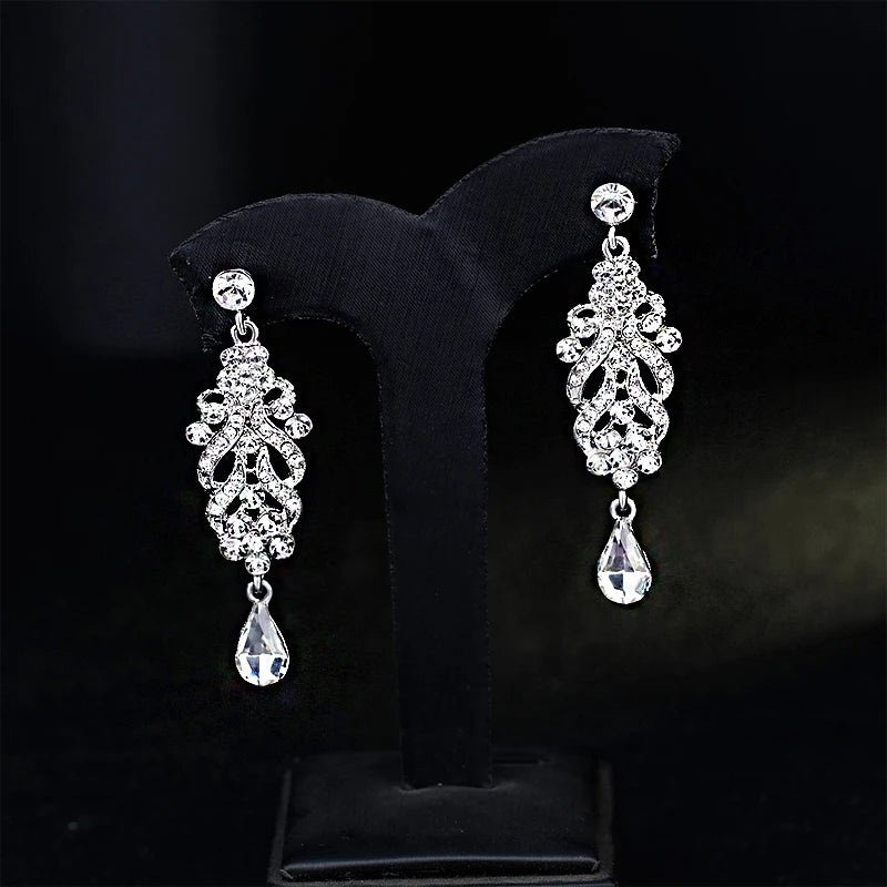 Shiny Crystal Zircon Drop Earrings for Women Geometric Tassel Vintage Pendant Fashion Jewelry