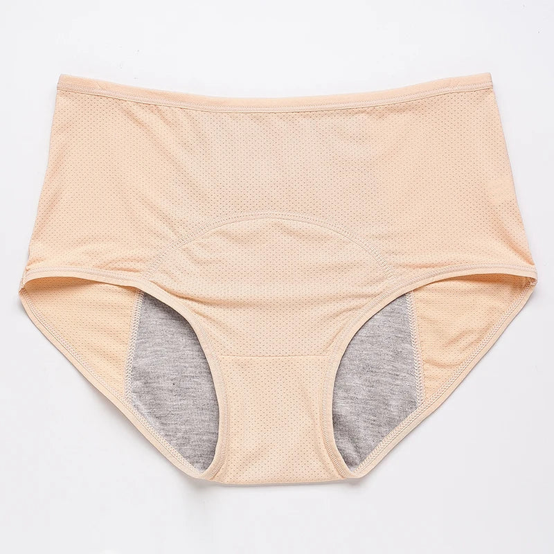 Women’s High-Waist Menstrual Panties – Cotton Leak-Proof Lingerie, Plus Size