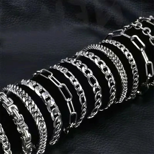 316L Stainless Steel Cuban Chain Bracelet – Unisex Vintage Figaro Punk K-pop Viking Jewelry Gift