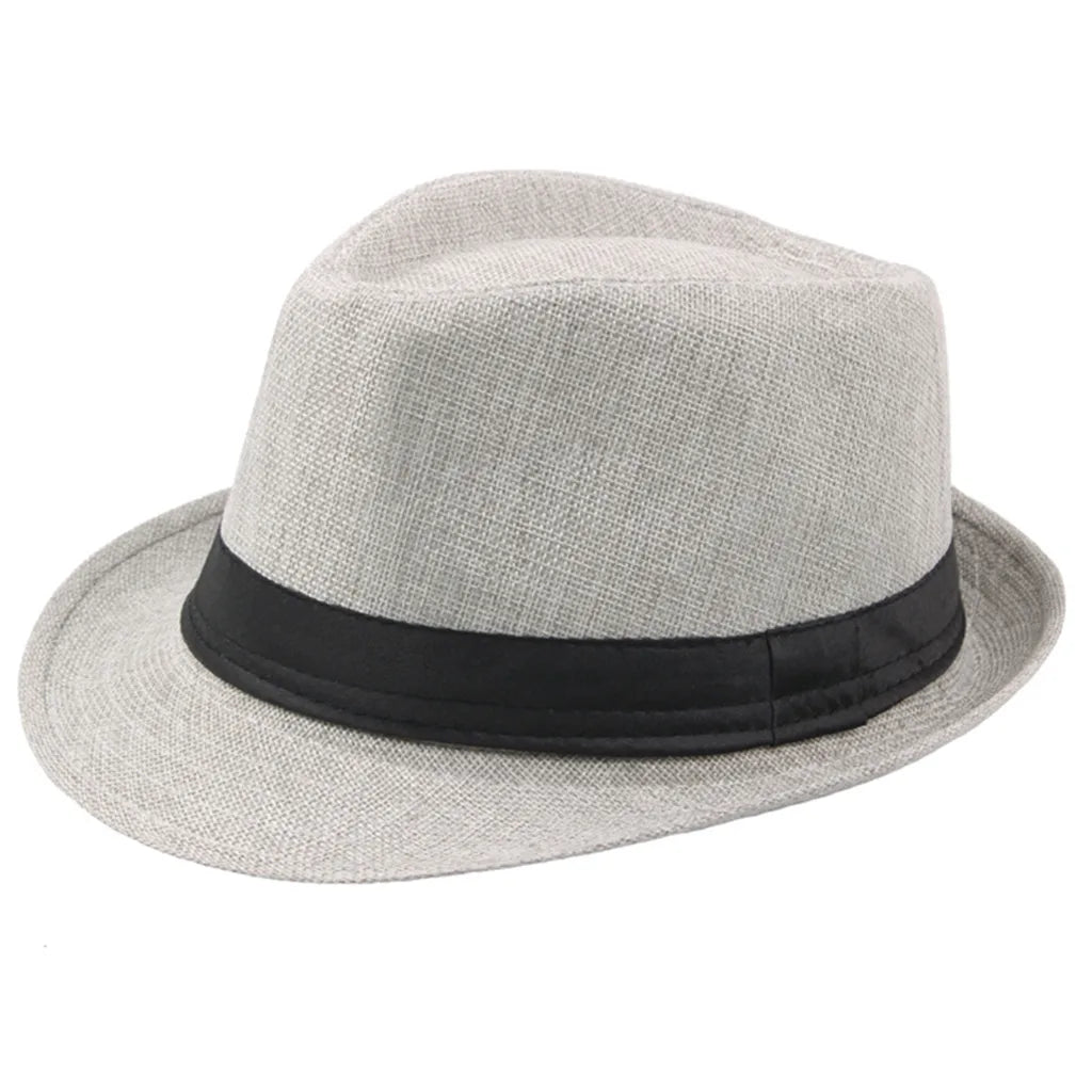Unisex Summer Panama Hat – Wide Brim Straw Jazz Cap with Black Ribbon