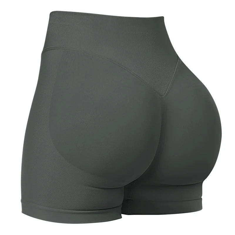 Women’s Seamless Scrunch Bum Yoga Shorts – Ribbed, Stretch, Workout & Gym Fit