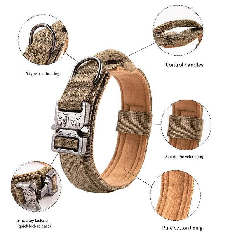 Durable Tactical Nylon Dog Collar – Adjustable for Medium & Large Dogs