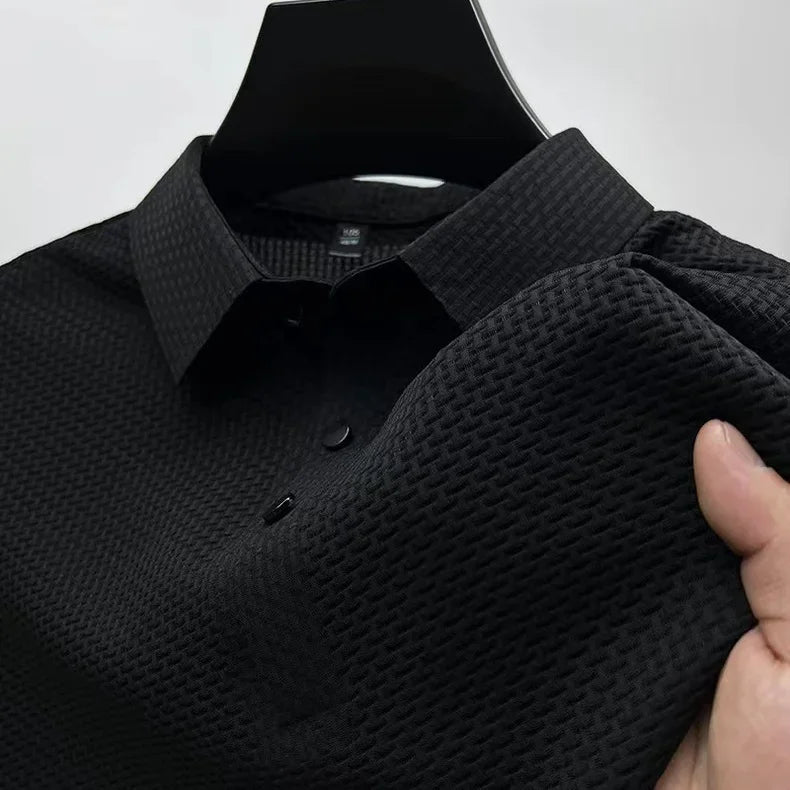 Men's Summer Polo Shirt – Breathable Ice Silk, Short-Sleeved, Fashionable & Comfortable