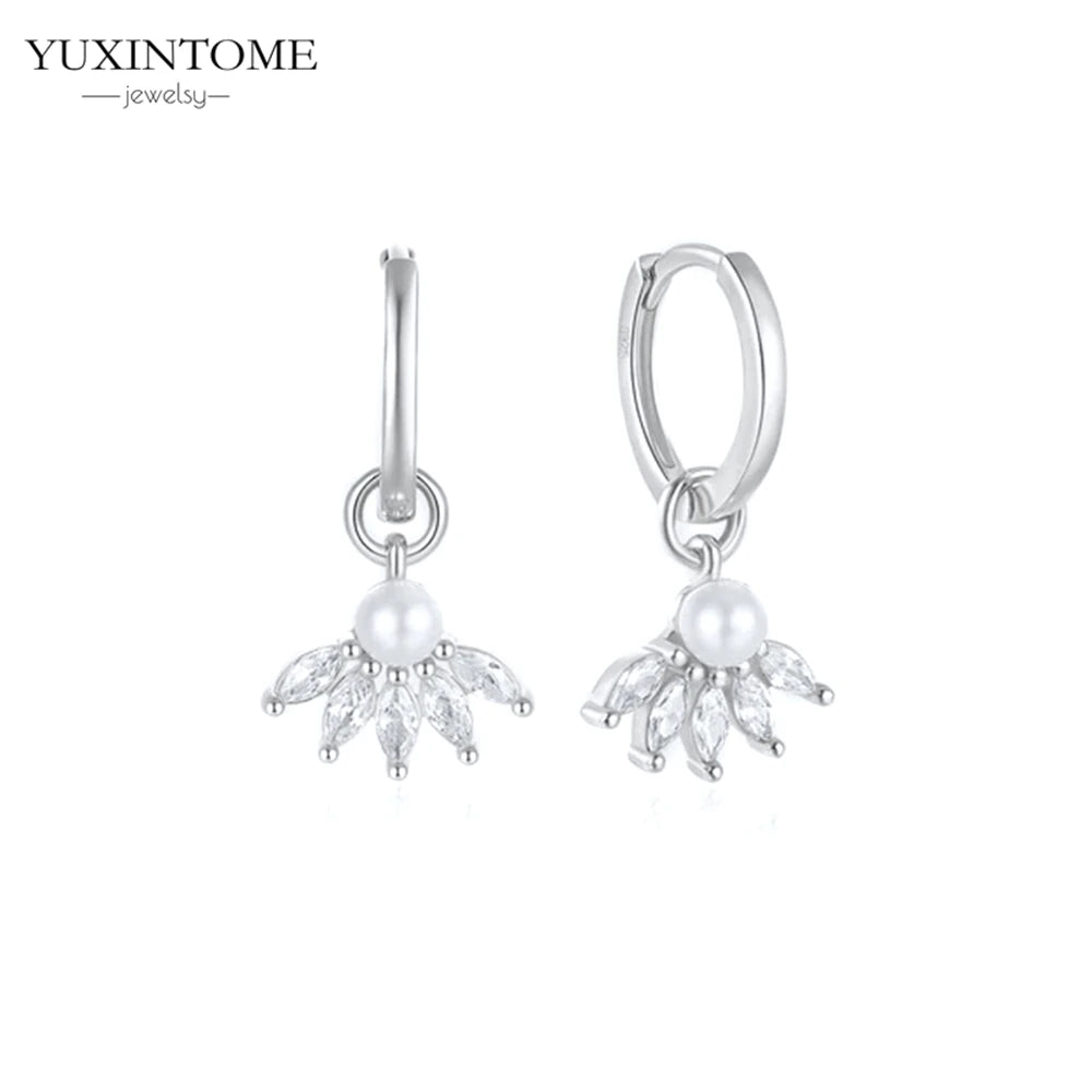 925 Sterling Silver White Zircon Tassel Hoop Earrings — Women’s Luxury Korean Fashion Jewelry 2025