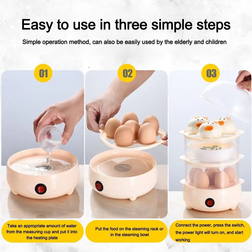 Portable Multi-Layer Egg Boiler – Auto Shut-Off Mini Egg Steamer