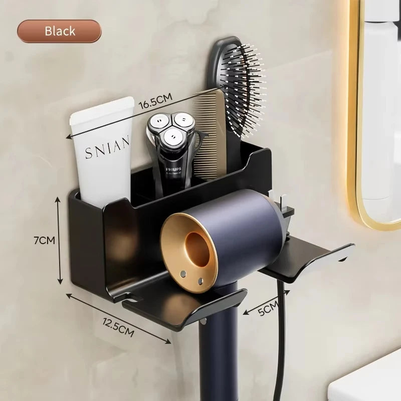 Hair Dryer Wall Holder & Organizer Stand – Bathroom Shelf for Dryer & Straightener