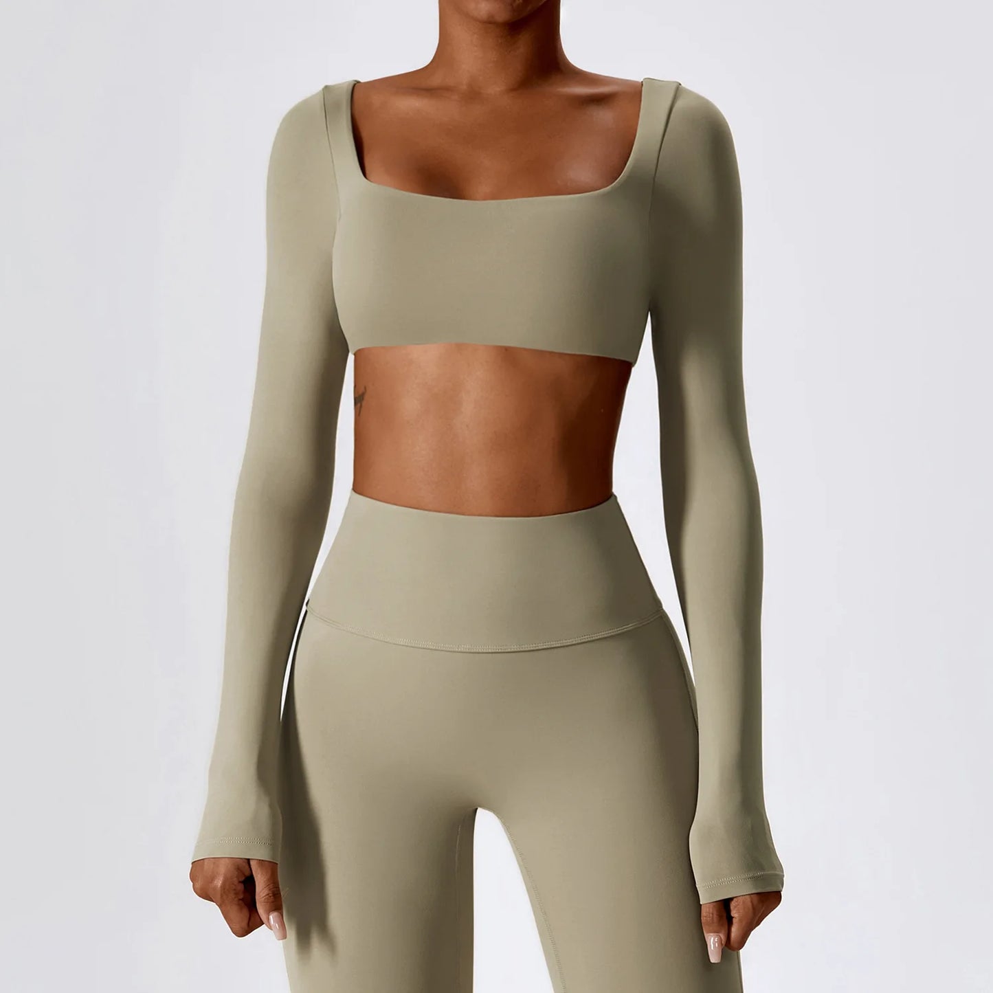 Women's Long Sleeve Crop Top – Quick-Dry Yoga & Gym Shirt
