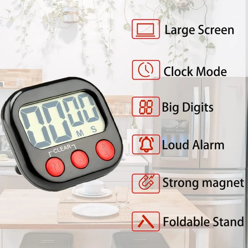 Digital Kitchen Timer – Magnetic Countdown Clock with Large LCD Display