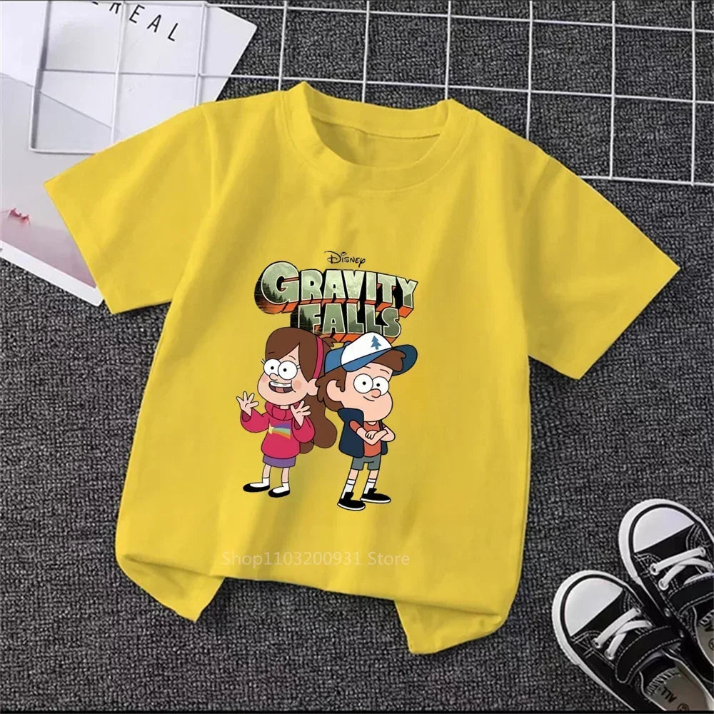 Newest Gravity Falls Kids' Tops - Adorable Cartoon Prints, Luxuriously Soft Material, Ideal for Children's Birthday Celebrations