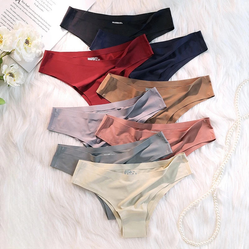 4PCS Seamless Ice Silk Panties – Women’s Low Waist