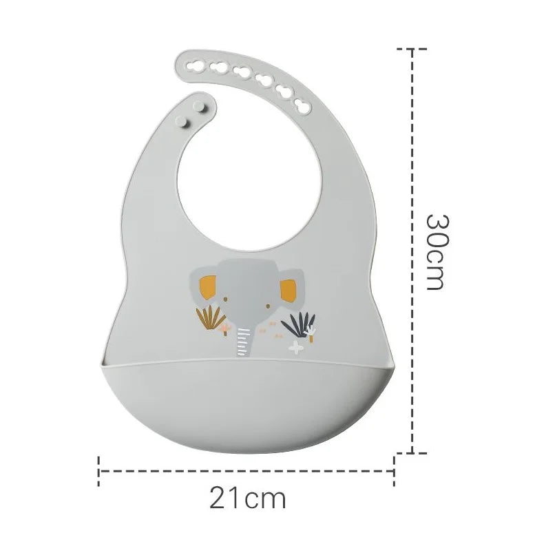 Baby Silicone Bib – Waterproof, Soft, Adjustable Feeding Bib for Toddlers, Boys & Girls