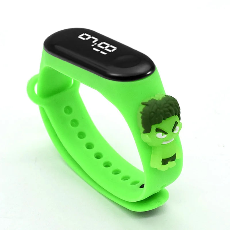 Kids' Fashion LED Watch – Mickey & Spiderman Design, Waterproof Sports Bracelet