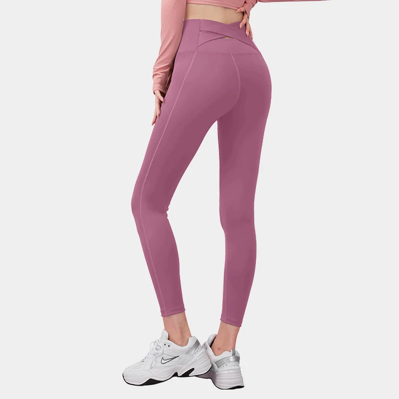 High-Waist Cross Back Seamless Yoga Leggings