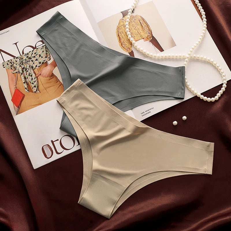 4PCS Seamless Ice Silk Panties – Women’s Low Waist