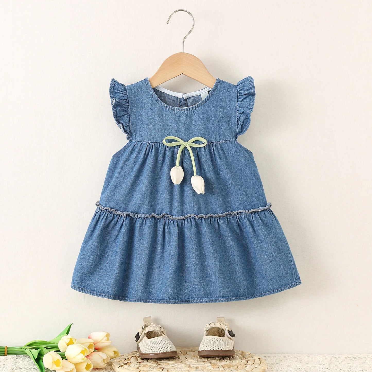 2025 Baby Girls Denim Tulip Dress (1–4Y)