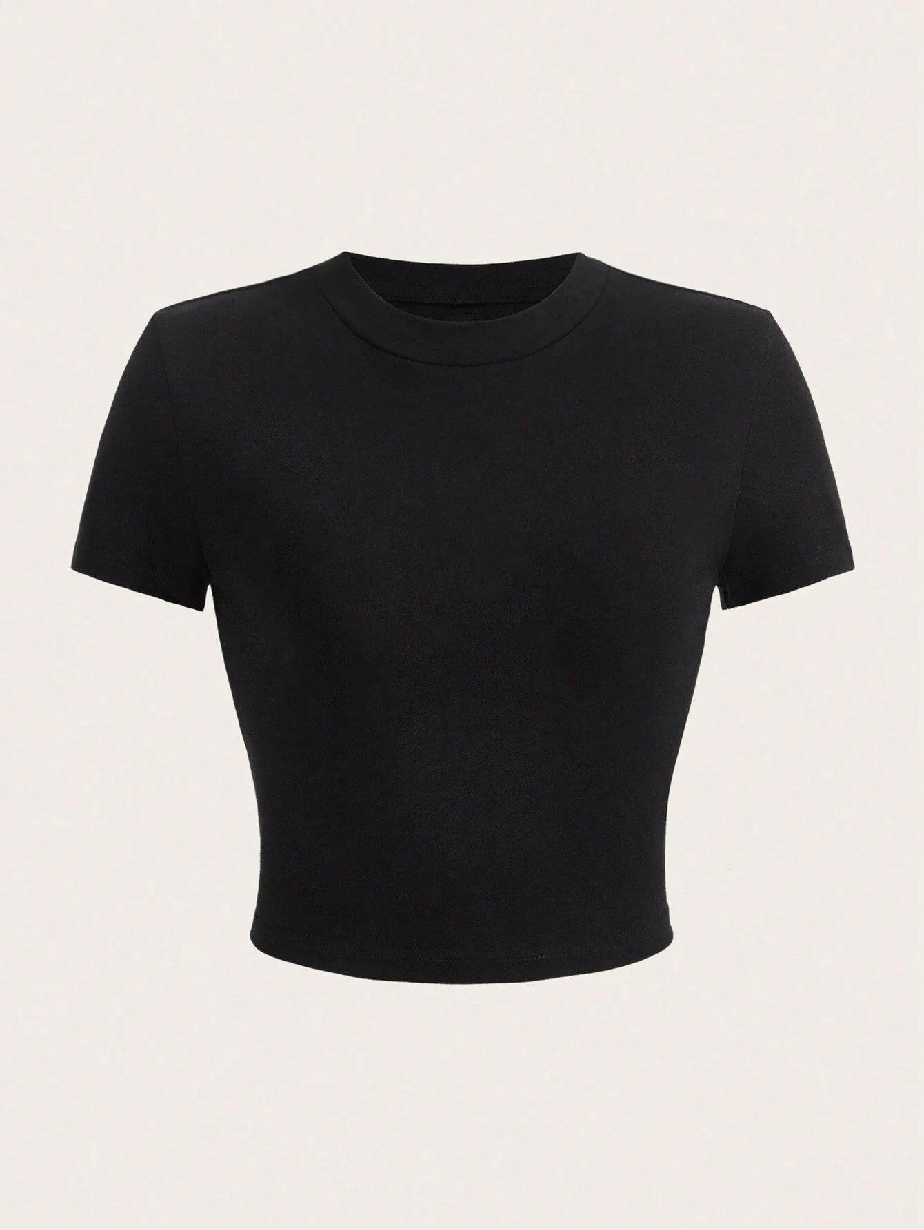 Y2K Women's Solid Crop Top – Short Sleeve, Stretch Viscose, O-Neck, Summer Streetwear Tee