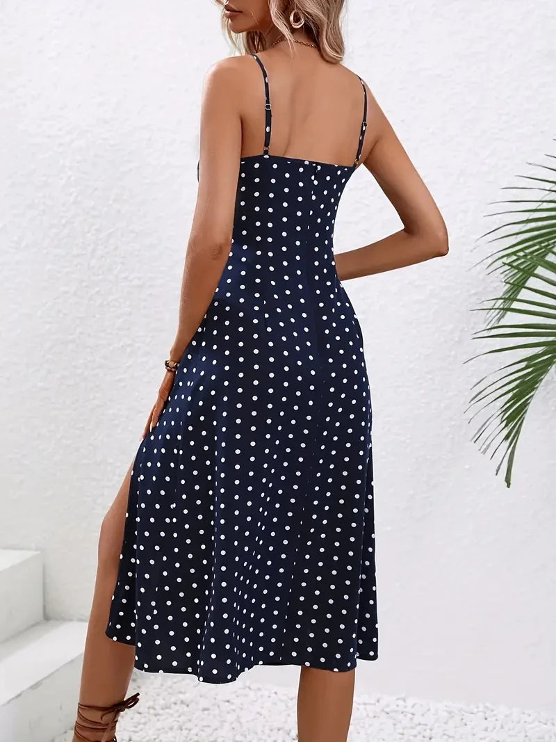 Women’s Floral Spaghetti Strap Boho Beach Slit Dress
