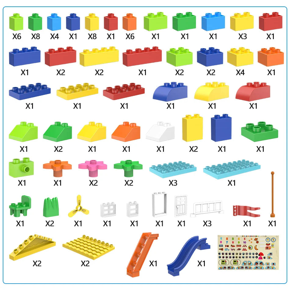 153PCS Large Roof & Slide Blocks – City House Set