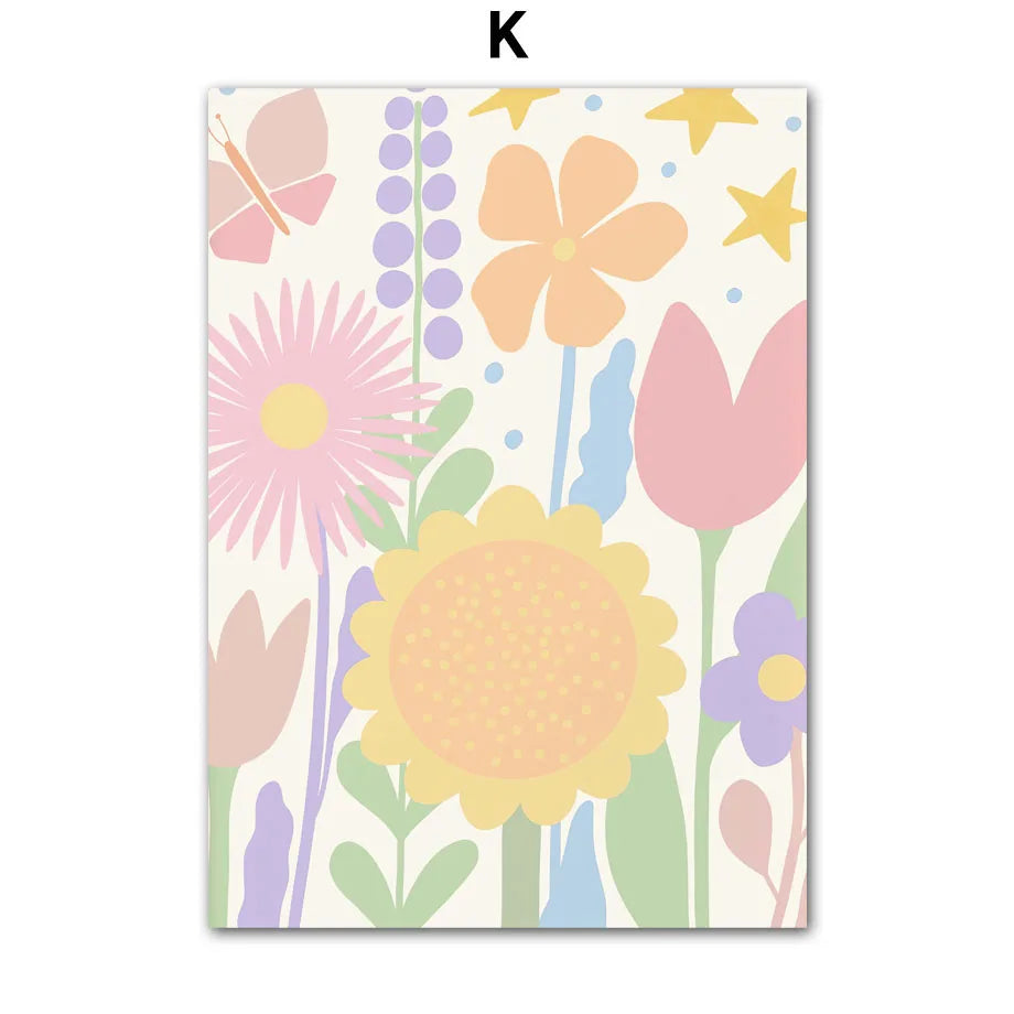 Colorful Flower Market Canvas Poster – Nordic Wall Art for Living Room