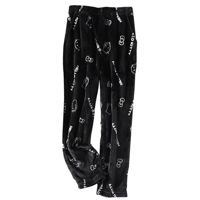 Sanrio Hello Kitty Flannel Pajamas – Warm Autumn Home Pants