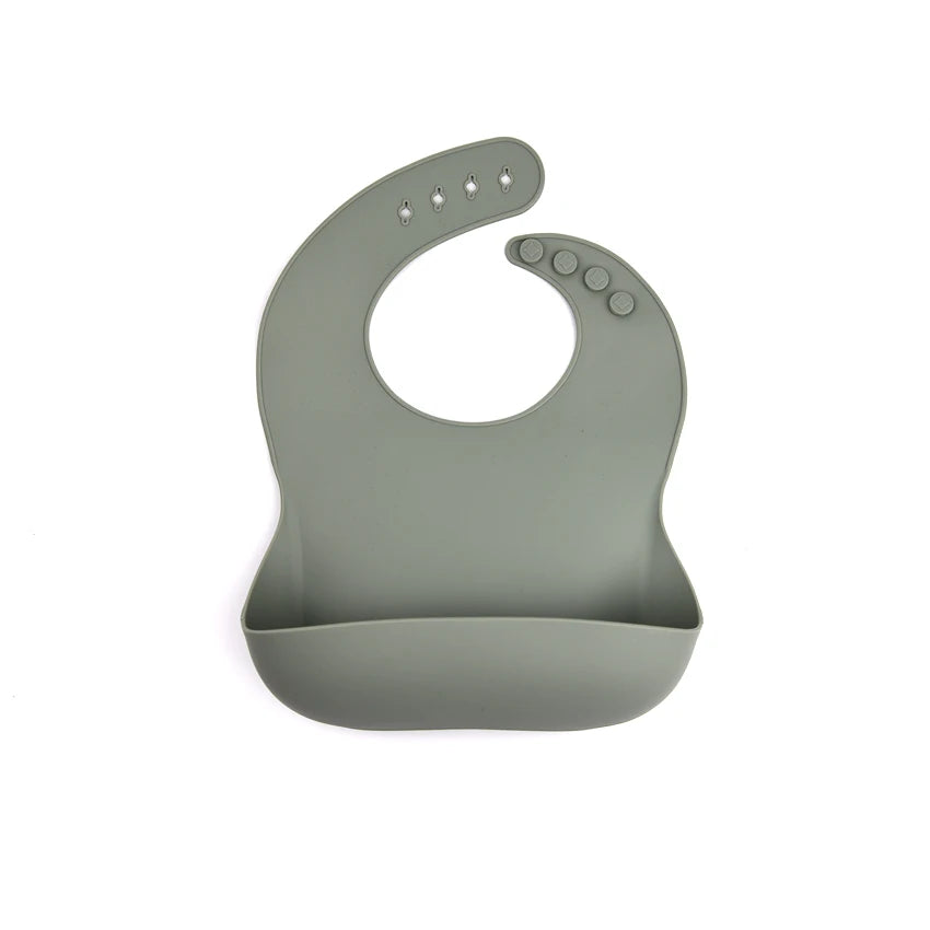 High Quality Food Grade Soft Waterproof Silicone Baby Bib With Food Catcher