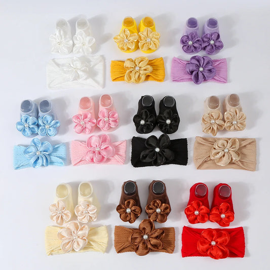 Baby Pearl Headband & Lace Socks Set (0–1Y)