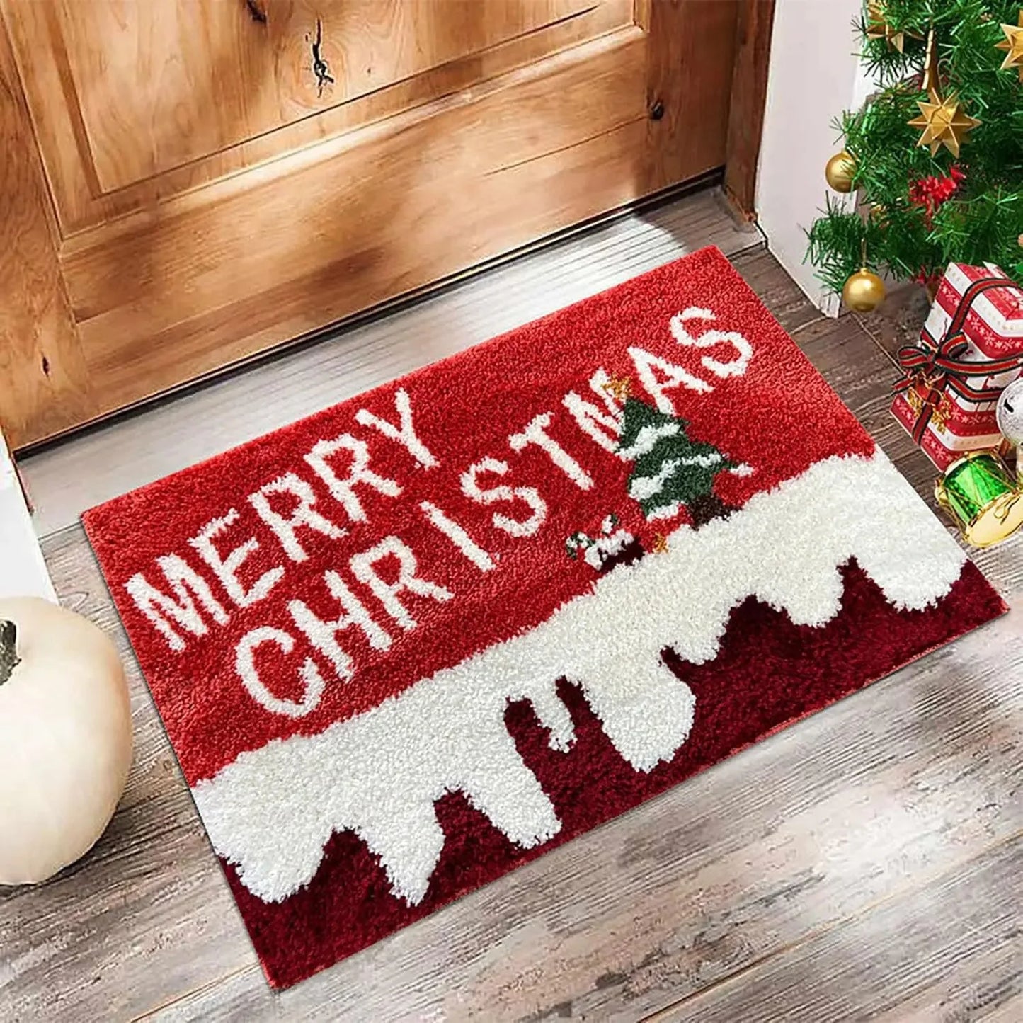 Christmas Door Mat – Gingerbread & Santa Holiday Foot Mat
