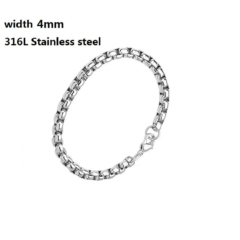 316L Stainless Steel Cuban Chain Bracelet – Unisex Vintage Figaro Punk K-pop Viking Jewelry Gift