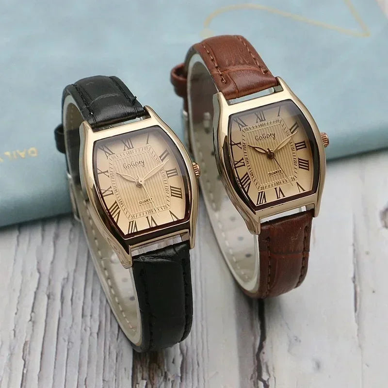 Women’s Small Retro Leather Quartz Bracelet Watch
