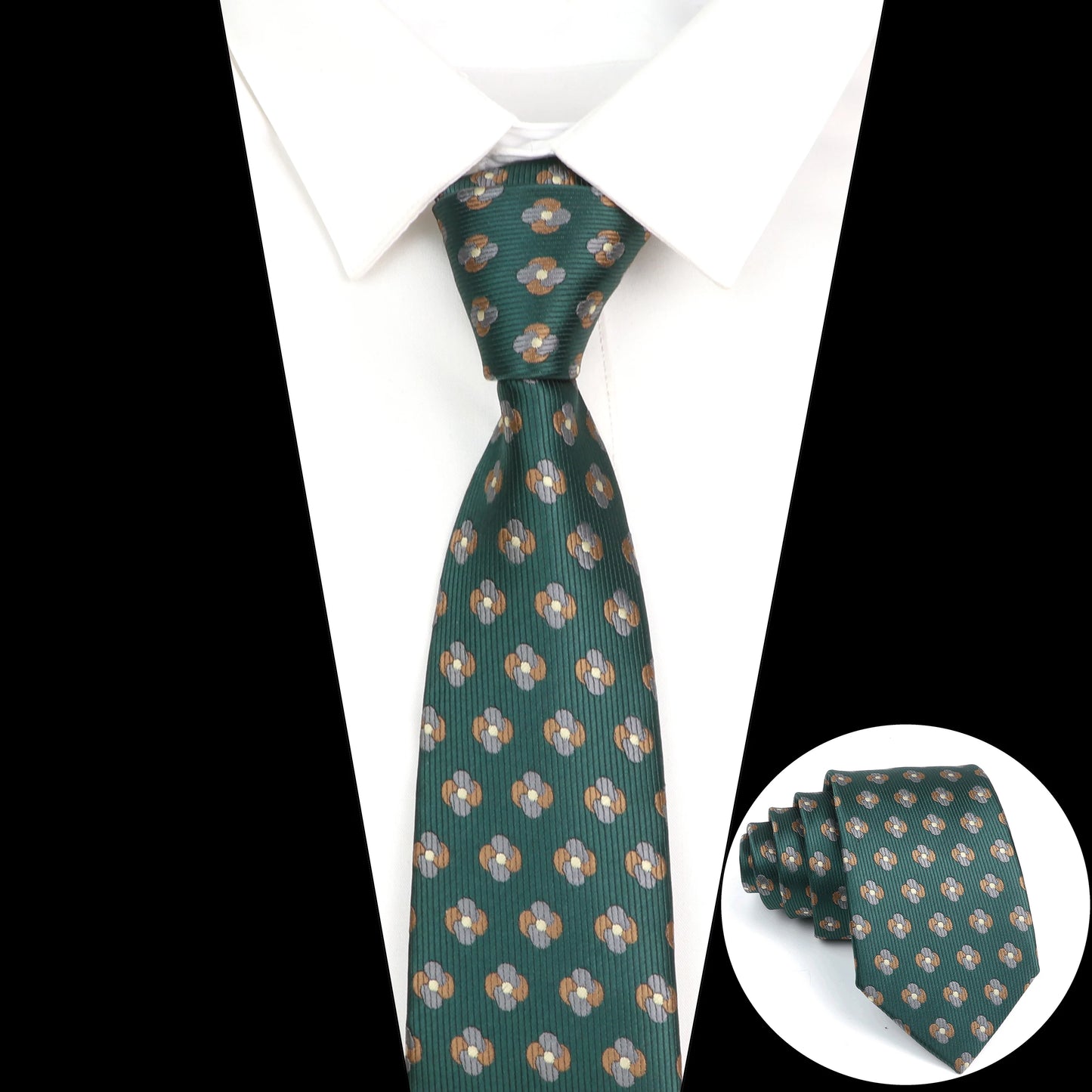 Men’s Jacquard Neck Ties 7cm – Floral & Stripe Design Necktie for Wedding, Party, Business & Daily Wear Gift